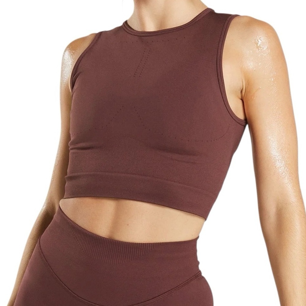 GYMSHARK Sweat Seamless Midi Tank Baked Maroon Women’s Size XS